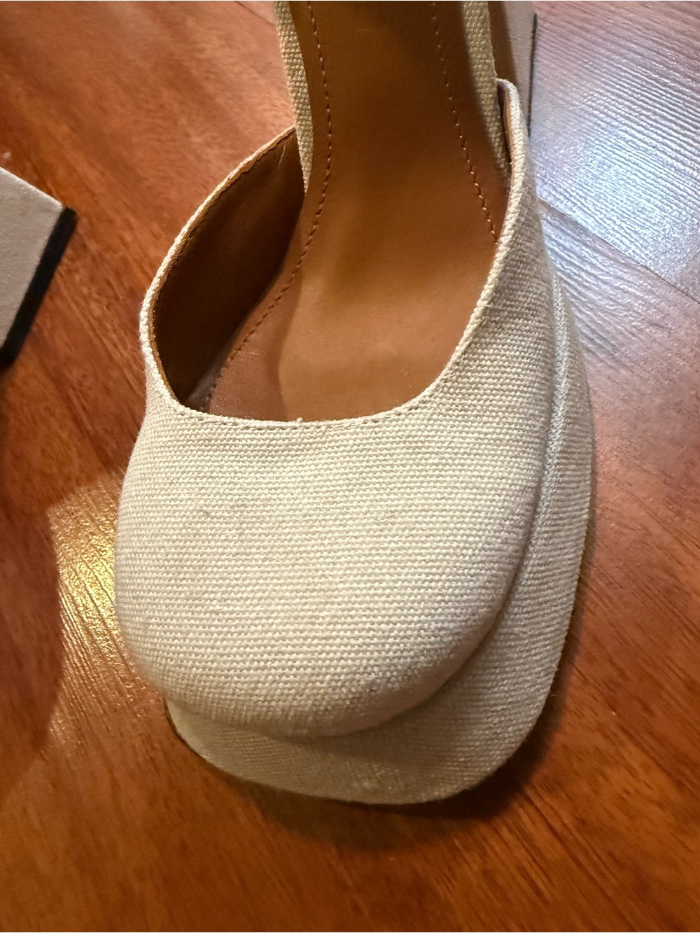 SHUSHU/TONG OFF WHITE CANVAS PLATFORM HEELS - BEIGE - Picture 6 of 13